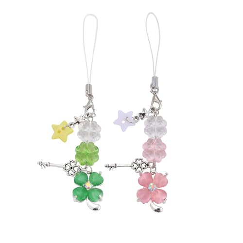 ZORBES® 2Pcs Cute Phone Charms for Girls, Crystal Four-Leaf Clover Mobile Charms for Women Phone Accessories for Girls, Aesthetic Charms Phone Chain Accessories for Phones, Keychains, Bags, Headphones ZORBES® 2Pcs Cute Phone Charms for Girls, Crystal Four-Leaf Clover Mobile Charms for Women Phone Accessories for Girls, Aesthetic Charms Phone Chain Accessories for Phones, Keychains, Bags, Headphones